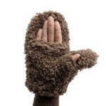 Wholesale curly Teddy Sherpa Mittens made plush curly faux shearling snug ribbed