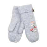Wholesale knit mittens delicate embroidered wildflower sprig back hand ribbed fo