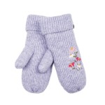 Wholesale knit mittens delicate embroidered wildflower sprig back hand ribbed fo