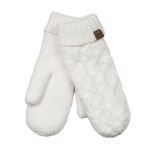 Wholesale cable Knit Mittens classic braided cable pattern soft fold ribbed cuff
