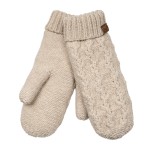 Wholesale cable Knit Mittens classic braided cable pattern soft fold ribbed cuff
