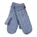 Wholesale cable Knit Mittens classic braided cable pattern soft fold ribbed cuff