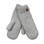 Wholesale cable Knit Mittens classic braided cable pattern soft fold ribbed cuff