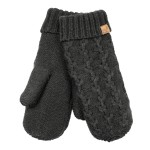Wholesale cable Knit Mittens classic braided cable pattern soft fold ribbed cuff