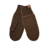 Wholesale sherpa Knit Mittens cozy teddy across hand ribbed knit cuff tucks neat