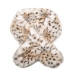 Wholesale leopard Print Faux Fur Collar Scarf ultra plush cloud soft pile spotte