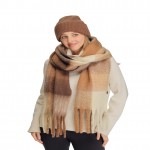 Wholesale brushed plaid scarf fringed ends soft napped cut long enough wrap twic