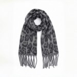Wholesale animal print scarf soft brushed knit long knotted fringe both ends Gen