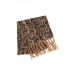Wholesale animal print scarf soft brushed knit long knotted fringe both ends Gen