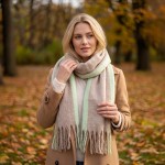 Wholesale oversized Plaid Blanket Scarf soft brushed finish fringed edges Genero