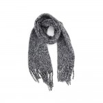 Wholesale chunky boucle knit scarf lofty marled yarn long shaggy fringe Extra ex