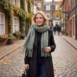 Wholesale chunky boucle knit scarf lofty marled yarn long shaggy fringe Extra ex