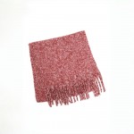 Wholesale chunky boucle knit scarf lofty marled yarn long shaggy fringe Extra ex