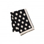 Wholesale polka dot scarf soft brushed weave reversible two knotted fringe ends