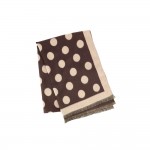 Wholesale polka dot scarf soft brushed weave reversible two knotted fringe ends