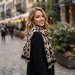 Wholesale animal print scarf soft brushed weave solid contrast border knotted fr