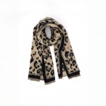 Wholesale animal print scarf soft brushed weave solid contrast border knotted fr