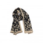 Wholesale animal print scarf soft brushed weave solid contrast border knotted fr