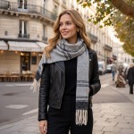 Wholesale classic Woven Winter Scarf timeless pattern fringed ends Soft brushed