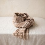 Wholesale striped woven scarf brushed heavyweight knit knotted fringe both ends