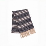 Wholesale striped woven scarf brushed heavyweight knit knotted fringe both ends