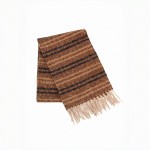 Wholesale striped woven scarf brushed heavyweight knit knotted fringe both ends