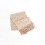 Wholesale woven chevron scarf brushed heavyweight knit hand knotted fringe both