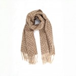Wholesale woven chevron scarf brushed heavyweight knit hand knotted fringe both