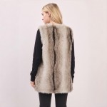 Wholesale luxe Faux Fur Longline Vest plush multi tonal sleek hook eye closure m