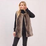 Wholesale luxe Faux Fur Longline Vest plush multi tonal sleek hook eye closure m