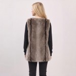 Wholesale luxe Faux Fur Longline Vest plush multi tonal sleek hook eye closure m