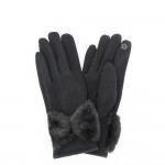 Wholesale soft Knit Gloves Faux Fur Bow Touchscreen Compatible One Fits Most Pol