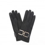 Wholesale faux Suede Gloves Gold Buckle Accent Touchscreen Compatible One Fits M