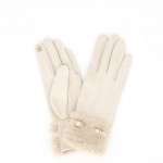Wholesale touchscreen gloves plush faux fur cuff smooth brushed body Conductive