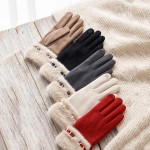 Wholesale touchscreen gloves plush faux fur cuff smooth brushed body Conductive