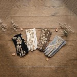 Wholesale touchscreen gloves metallic floral embroidery across brushed knit back