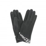 Wholesale touchscreen gloves soft brushed knit animal print cuff slim tailored f