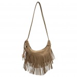 Wholesale do Everything Love Suede Fringe Crossbody Bag Wooden Ball Tassel Full