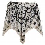 Wholesale do Everything Love Silky Rose Border Print Scarf Poncho Polyester L W