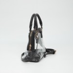 Wholesale clear Tote Bag Vegan Leather Trim Full Zip Closure Detachable Vegan Le