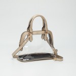 Wholesale clear Tote Bag Vegan Leather Trim Full Zip Closure Detachable Vegan Le