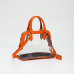 Wholesale clear Tote Bag Vegan Leather Trim Full Zip Closure Detachable Vegan Le