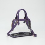 Wholesale clear Tote Bag Vegan Leather Trim Full Zip Closure Detachable Vegan Le