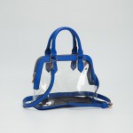 Wholesale clear Tote Bag Vegan Leather Trim Full Zip Closure Detachable Vegan Le