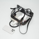 Wholesale clear Tote Bag Vegan Leather Trim Full Zip Closure Detachable Vegan Le