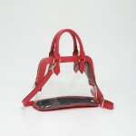 Wholesale clear Tote Bag Vegan Leather Trim Full Zip Closure Detachable Vegan Le