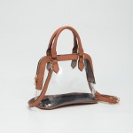 Wholesale clear Tote Bag Vegan Leather Trim Full Zip Closure Detachable Vegan Le