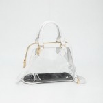 Wholesale clear Tote Bag Vegan Leather Trim Full Zip Closure Detachable Vegan Le