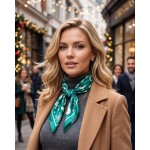 Wholesale silky Christmas Print Bandana Scarf Multi Use Scarf Bandana Bag Tie ET
