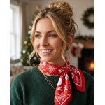 Wholesale silky Christmas Print Bandana Scarf Multi Use Scarf Bandana Bag Tie ET